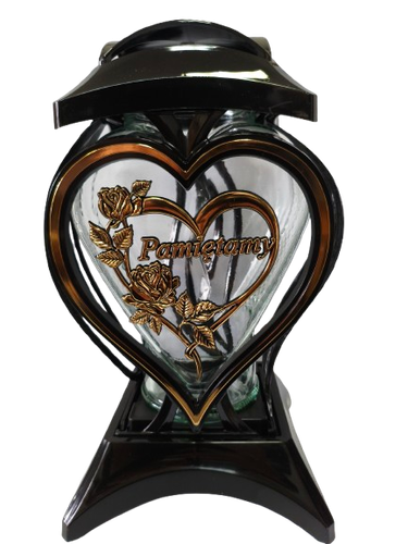 Znicz szklany kapliczka czarna z złotym sercem na Arena.pl