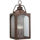 Zewnętrzna LAMPA industrialna Randhurst FE-RANDHURST-L-CO Elstead FEISS szklana OPRAWA prostokątna latarenka kinkiet antyczny IP44 brąz