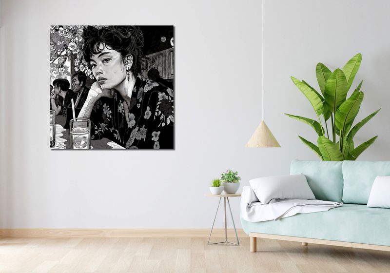 Obraz 100x100cm Czarne Kimono zdjęcie 2