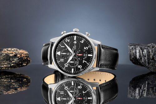 zegarek męski giewont chronograph sapphire czarno srebrny gw5630-a2 na Arena.pl