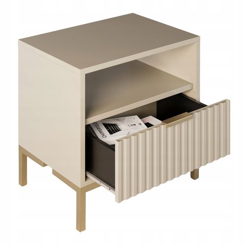 Szafka nocna z ryflowanym frontem KASZMIR/BEŻ stolik nocny złoty na Arena.pl