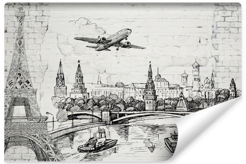 Fototapeta Światowe ZABYTKI Wieża Eiffla Ceglany Mur 90cm x 60cm zdjęcie 1