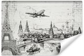 Fototapeta Światowe ZABYTKI Wieża Eiffla Ceglany Mur 400cm x 280cm