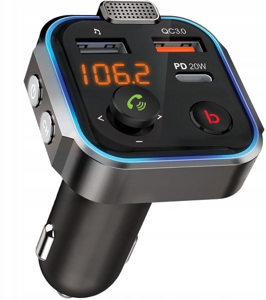 TRANSMITER FM BLUETOOTH SZYBKA ŁADOWARKA QC USB PD zdjęcie 10