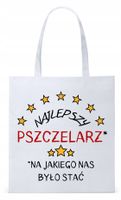 Dla Pszczelarza Na Prezent Torba Eco Biała Shopper Z Nadrukiem Ze Zdjęciem