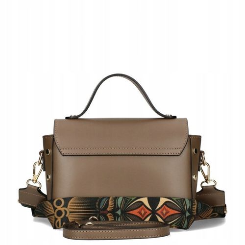 EGO Torebka Damska Kuferek Azteckie Wzory Skóra Naturalna Brąz Czekoladowa na Arena.pl