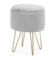 Pufa otwierana z pojemnikiem welurowa LILI Szara