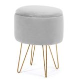 Pufa otwierana z pojemnikiem welurowa LILI Szara