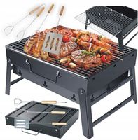ZESTAW GRILL OGRODOWY PRZENOŚNY TURYSTYCZNY |SKŁADANY|+ AKCESORIA DO GRILLA