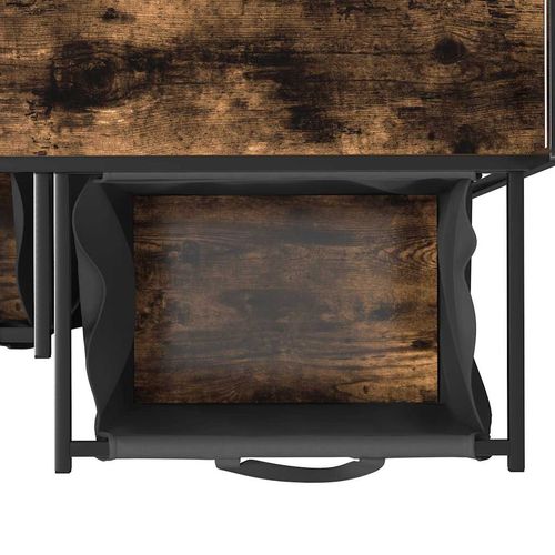 Kosz na pranie 2 przegrody z półką, przydymiony dąb na Arena.pl