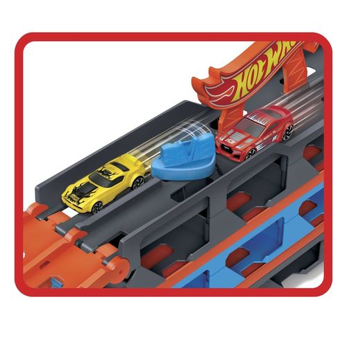 HOT WHEELS TRANSPORTER CIĘŻARÓWKA I TOR 2W1 + 3 AUTA PREZENT DLA DZIECKA na Arena.pl