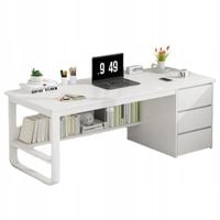 BIURKO KOMPUTEROWE BIAŁE LOFT POD LAPTOP KOMPUTER SKANDYNAWSKI Z 3 PÓŁKAMI