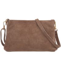 VERA PELLE torebka damska zamszowa listonoszka z paskiem V687 taupe
