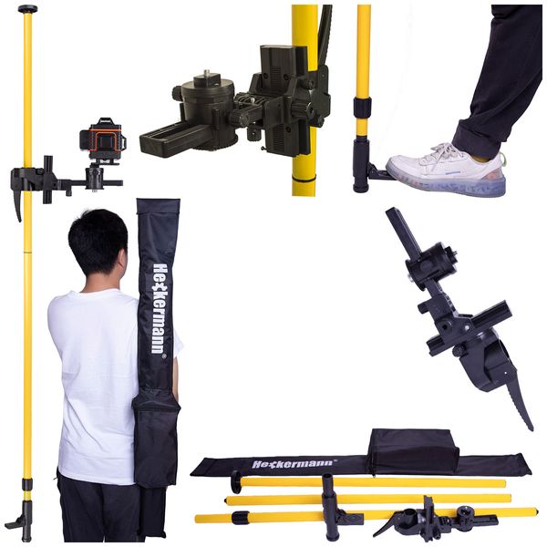 Tyczka Teleskopowa Heckermann Do Poziomicy Laserowej - 3,4M Żółta zdjęcie 1