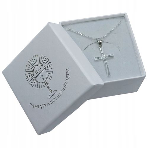 Zestaw komunijny krzyżyk i łańcuszek 45cm 925 Komunia Chrzest na Arena.pl