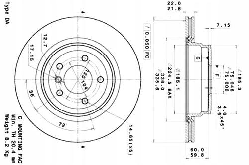TARCZA HAM TYL 336X22 V BREMBO na Arena.pl