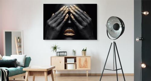 Obraz Ścienny PORTET Kobiety Złoty Make Up 40cm x 30cm na Arena.pl