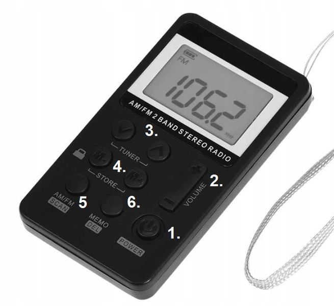 MINI RADIO CYFROWE PROGRAMOWANIE AKUMULATOR SŁUCH + naklejka zdjęcie 2