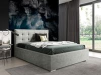 Nowoczesne tapicerowane łóżko z wysokim zagłowiem do sypialni PLAY szare 180x200