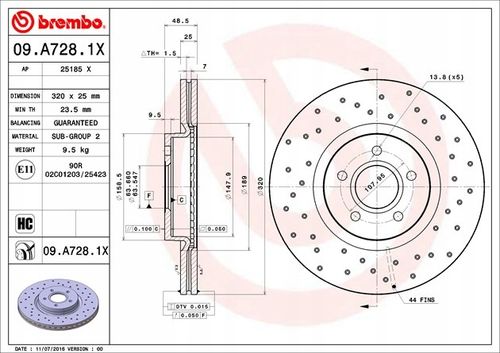 TARCZA HAM PRZOD 320X25 V XTRA BREMBO na Arena.pl
