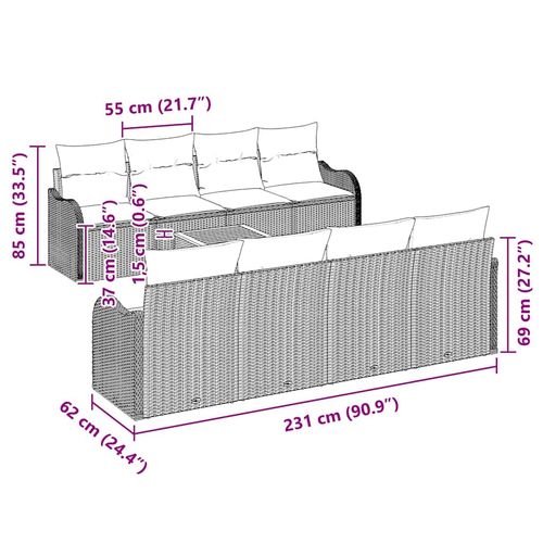Zestaw Sof na Ogród 9 pcs Czarny i biały na Arena.pl