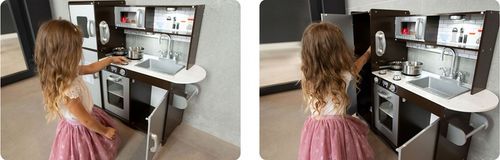 KUCHNIA DREWNIANA DLA DZIECI RETRO KUCHENKA DUŻA ŚWIATŁO LED + TABLICA na Arena.pl