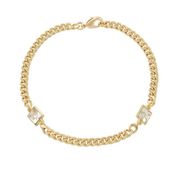 bransoletka pozłacana, pancerka, kwadratowa cyrkonia