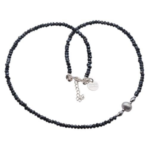 Naszyjnik - Spinel, Perły, Hematyt i srebro na Arena.pl