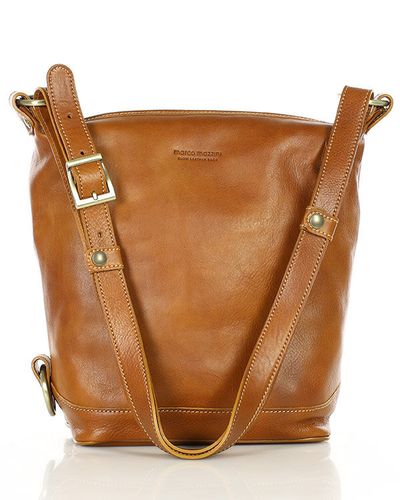 Torebka na szerokim pasku torba skórzana z Toscanii - MARCO MAZZINI camel na Arena.pl
