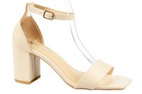 Sandały na obcasie słupku 7,5 cm. beżowe Rozmiar obuwia - 40