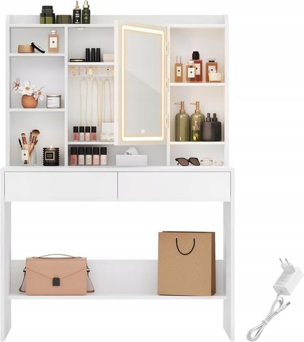 Toaletka lustro LED oświetlenie regulowana biała nowoczesna na Arena.pl