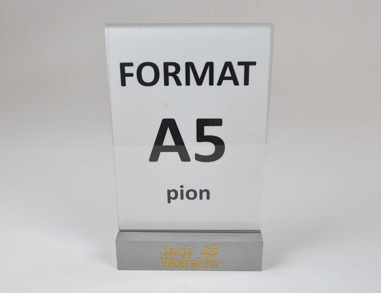 stojak na menu ulotkę plexi + drewniana podstawka z grawerem A5 10 szt zdjęcie 2