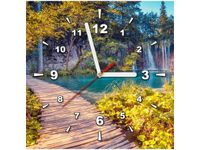 30X30CM ZEGAR JEZIORO PLITVICE JESIENIĄ OBRAZ DREWNO