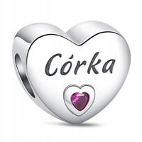 Zawieszka SREBRO 925 Charms Koralik Córka Serce