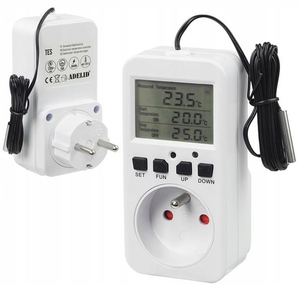 TERMOSTAT TIMER CYFROWY REGULATOR TEMPERATURY GNIAZDO SIECI 230V max. 3680W zdjęcie 9