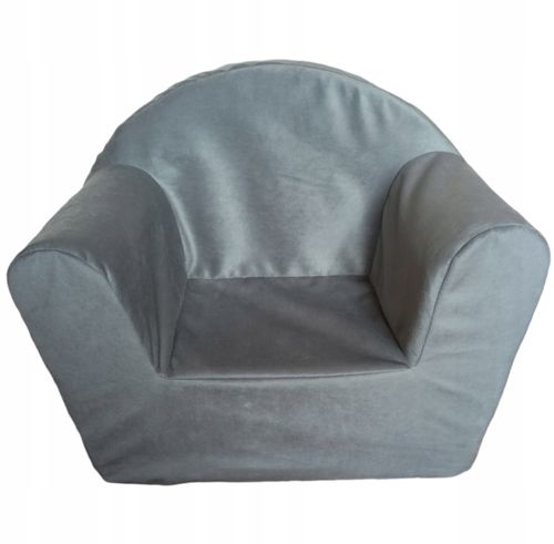 Fotelik z pianki dla dzieci pufa welur/plusz szary na Arena.pl