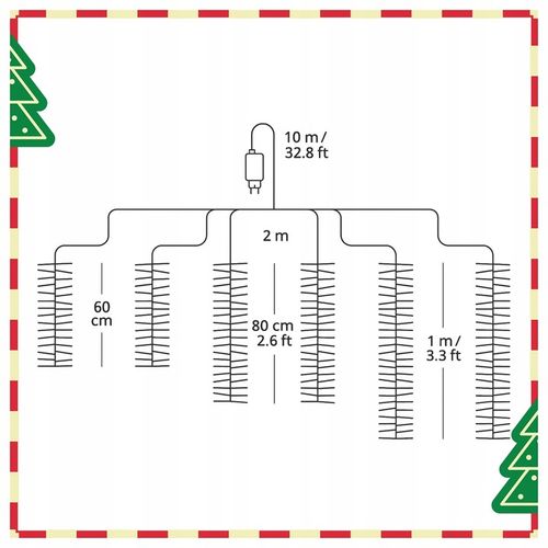 Kaskada świetlna 480LED Oświetlenie Świąteczne na Drzewa Ciepły złoty na Arena.pl