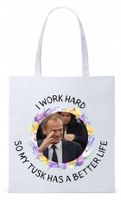 Donald Tusk Platforma Torba Eco Biała Shopper Z Nadrukiem Ze Zdjęciem