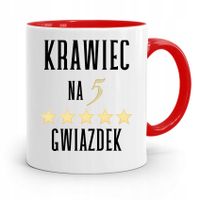 Kubek Czerwony Krawca Krawcowej Na Pięć Gwiazdek Z Nadrukiem Ze Zdjęciem