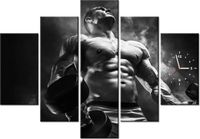 105CM 150CM ZEGAR 5 ELEM MĘŻCZYZNA SIŁOWNI BLACK&WHITE DRUK OBRAZ