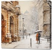 Obraz 100x100cm Zimowy Spacer Starym Miastem