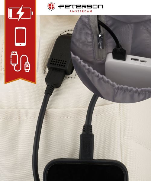 plecak materiałowy ptn beta-0350 ecru zdjęcie 8