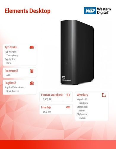 ELEMENTS 4TB 3,5'' USB 3 WDBWLG0040HBK-EESN na Arena.pl