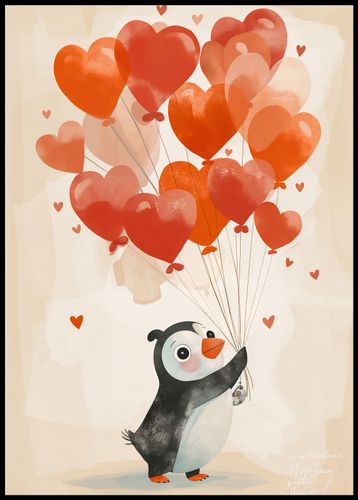 Plakat 67,5x95cm Pingwinek z Balonami na Arena.pl