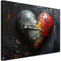 Obraz do salonu sypialni, 3D Serce miłość w stylu retro 120x80