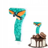 ŚWIECZKA URODZINOWA DINOZAUR DINO CYFERKA 7 ZIELONA NA IMPREZĘ URODZINOWĄ