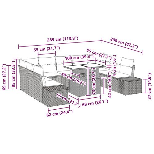 Zestaw Sof na Ogród 10 pcs Brązowy i kremowy 100 x 55 x 73 cm na Arena.pl
