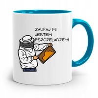 Kubek Błękitny Dla Pszczelarza Zaufaj Mi Jestem Z Nadrukiem Ze Zdjęciem