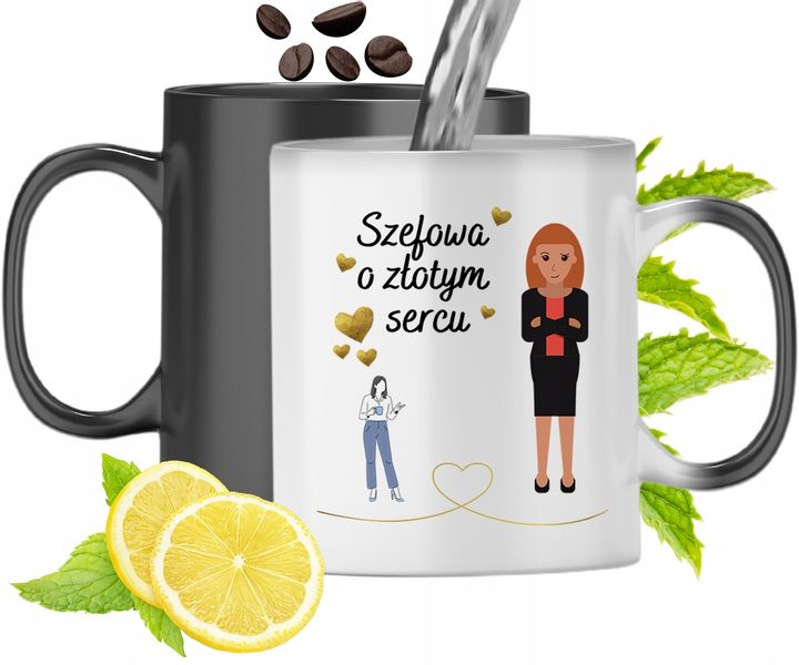 Kubek Magiczny Dla Szefowej Zmieniający Kolor Z Nadrukiem Ze Zdjęciem zdjęcie 1