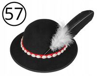 Kapelusz góralski filcowy muszelki piórko góral podhalański rozmiar 57
